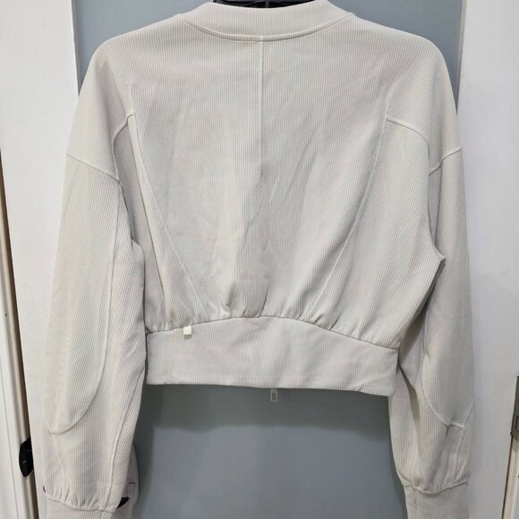 Lululemon Women’s Size 8 Cream Ribbed Bomber Jacket Cropped Zip-Up - Picture 9 of 9